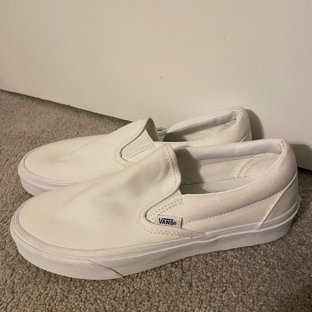 Vans Classic Slip-On White Shoes, Size: 8